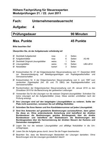 Fach: Unternehmenssteuerrecht Aufgabe: 4 ... - Examen