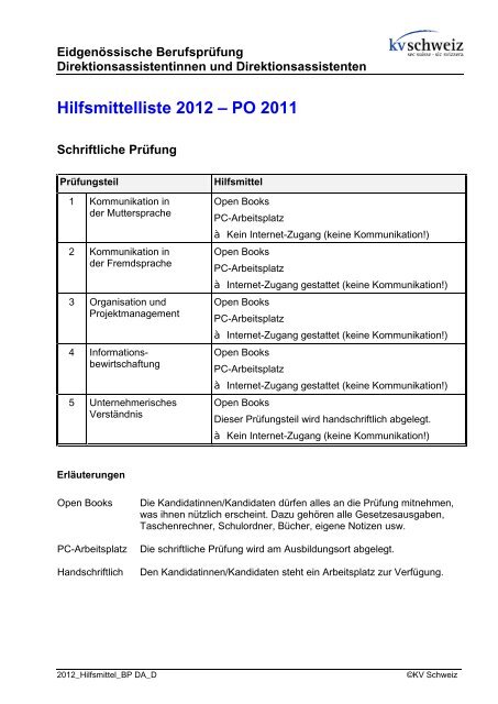 Hilfsmittelliste 2012 – PO 2011 - Examen