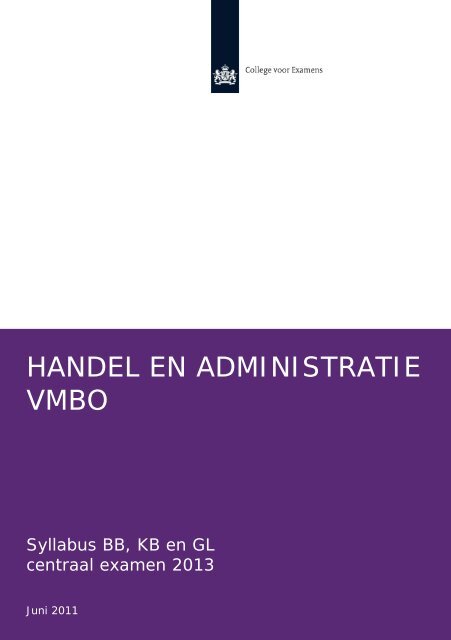 Syllabus handel en administratie 2013, vmbo - Examenblad.nl