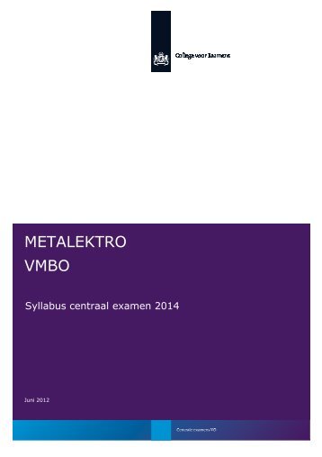 METALEKTRO VMBO - Examenblad.nl