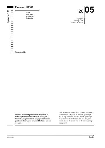 Spaans 1,2 Examen HAVO - Examenblad.nl