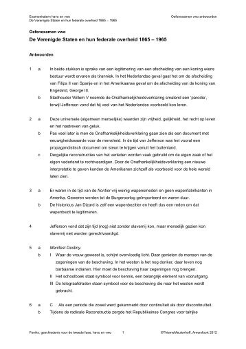 Antwoorden oefenexamen vwo (pdf) - Examenkatern Geschiedenis.nl