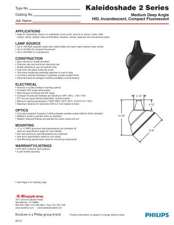 Specification Page - K2E Specs - ExceLine