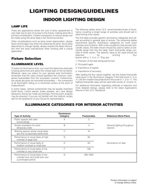 Lighting design/guidelines ExceLine