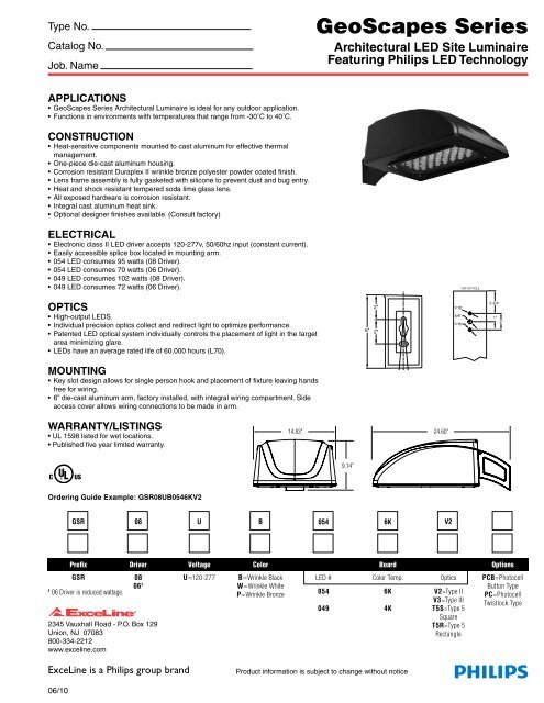 Exceline SiteLyter Spec Sheet