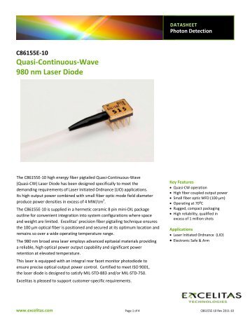 Quasi-Continuous-Wave 980 nm Laser Diode - Excelitas ...