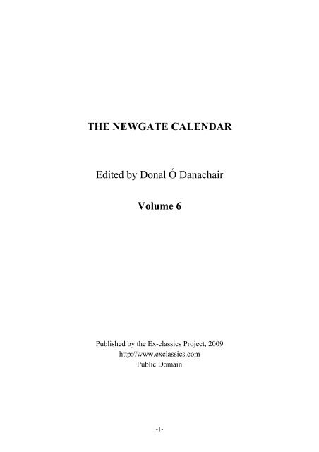 The Newgate Calendar Edited By Donal Danachair Volume 6 The Newgate Calendar Edited By Donal Danachair Volume 6
