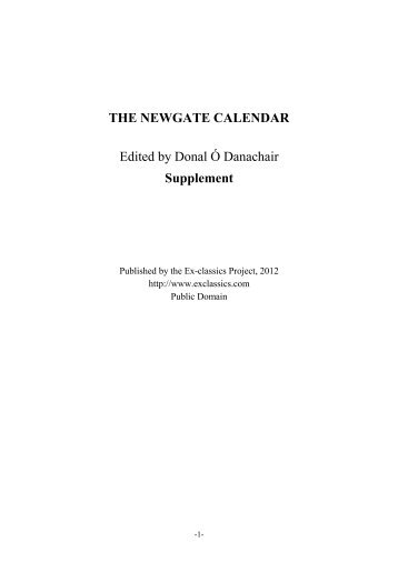 THE NEWGATE CALENDAR Edited by Donal Ó Danachair - The Ex ...