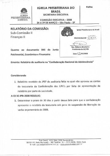 Doc. CXIV - Secretaria Executiva da IPB