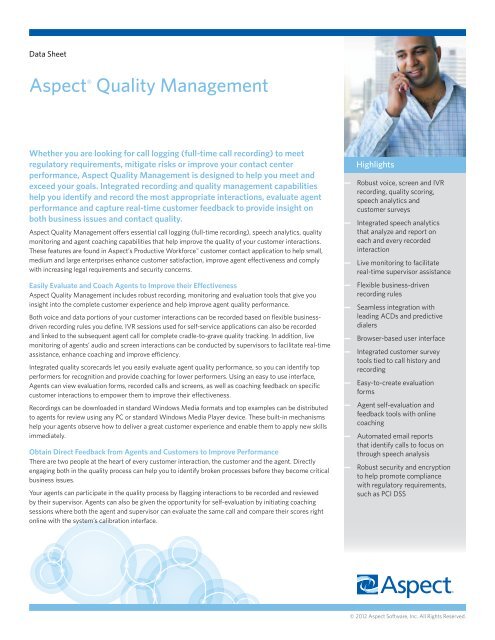 Aspect® Quality Management