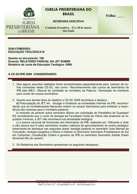 Doc. XCIV - Secretaria Executiva IPB