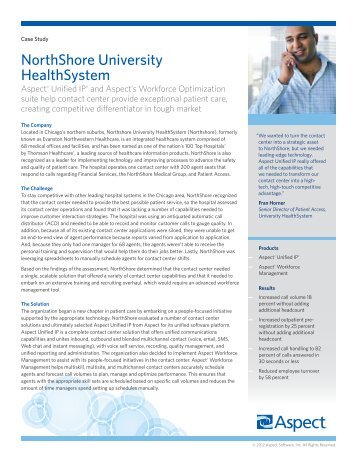 Northshore University Healthsystem Case Study - Aspect