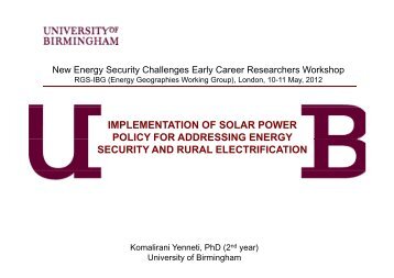 Policy implementation, energy security, and livelihood implications ...