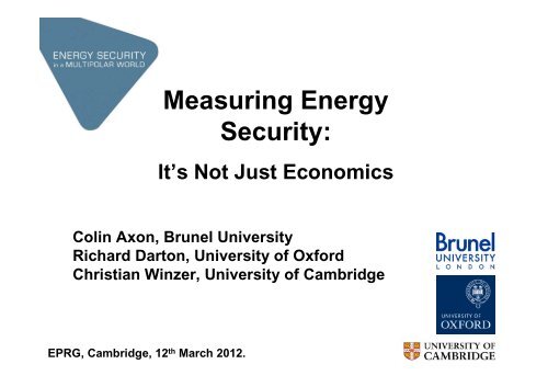 Measuring Energy Security: - University of Exeter