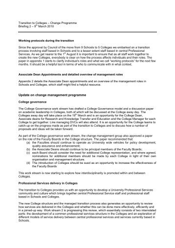 Update on change management programme - University of Exeter