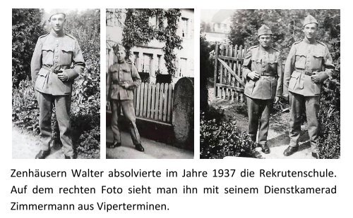 Zenhäusern Walter absolvierte im Jahre 1937 die Rekrutenschule ...
