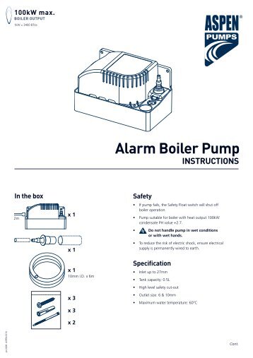 Alarm Boiler Pump INSTRUCTIONS 100kw max. - Aspen Pumps