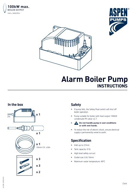 Alarm Boiler Pump INSTRUCTIONS 100kw max. - Aspen Pumps