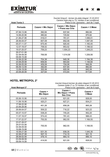 Inscrieri Timpurii - Litoral Marea Neagra 2012 - Eximtur