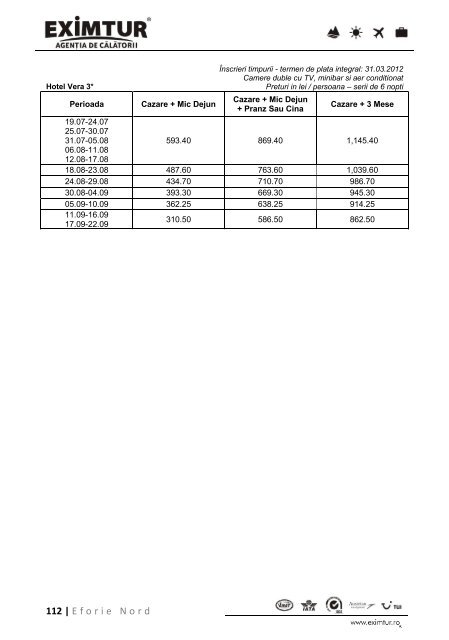 Inscrieri Timpurii - Litoral Marea Neagra 2012 - Eximtur