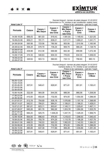 Inscrieri Timpurii - Litoral Marea Neagra 2012 - Eximtur