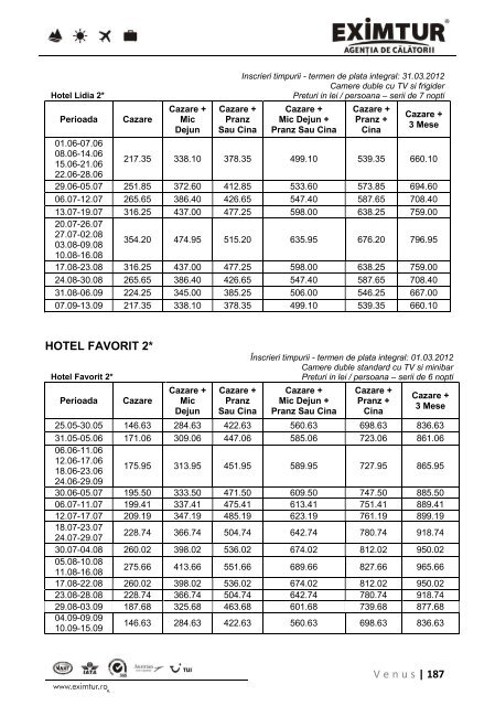 Inscrieri Timpurii - Litoral Marea Neagra 2012 - Eximtur