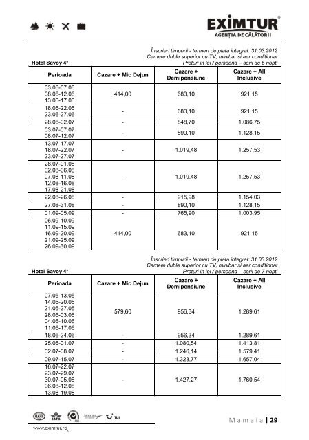 Inscrieri Timpurii - Litoral Marea Neagra 2012 - Eximtur