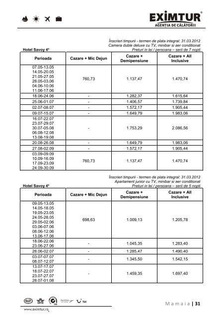 Inscrieri Timpurii - Litoral Marea Neagra 2012 - Eximtur