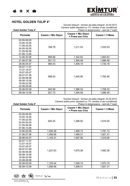 Inscrieri Timpurii - Litoral Marea Neagra 2012 - Eximtur