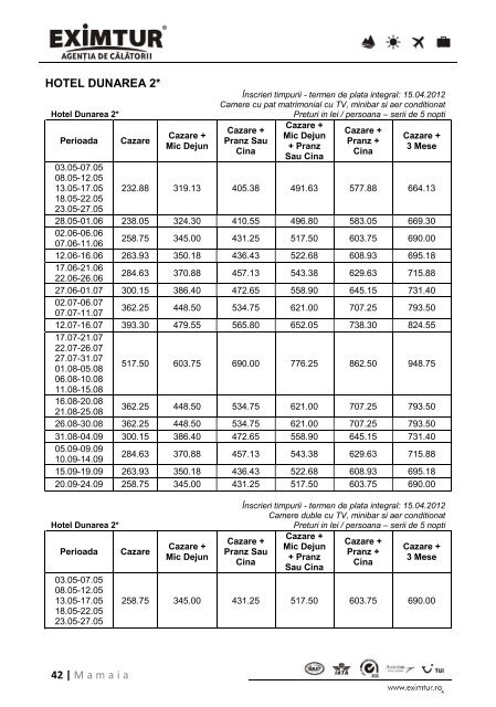 Inscrieri Timpurii - Litoral Marea Neagra 2012 - Eximtur