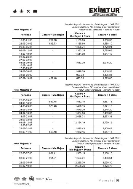 Inscrieri Timpurii - Litoral Marea Neagra 2012 - Eximtur