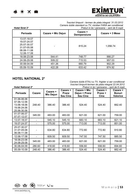 Inscrieri Timpurii - Litoral Marea Neagra 2012 - Eximtur