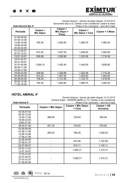 Inscrieri Timpurii - Litoral Marea Neagra 2012 - Eximtur