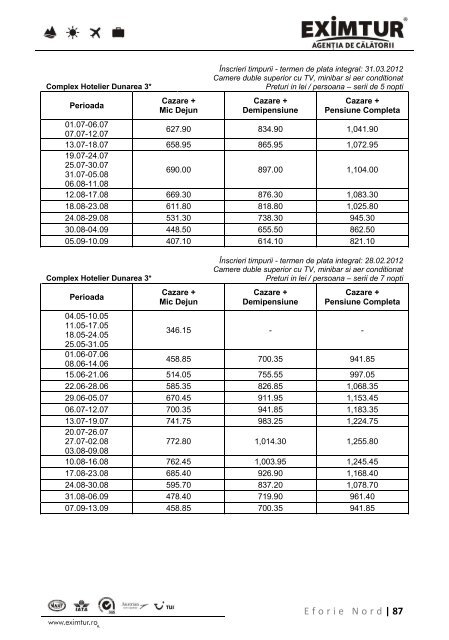 Inscrieri Timpurii - Litoral Marea Neagra 2012 - Eximtur