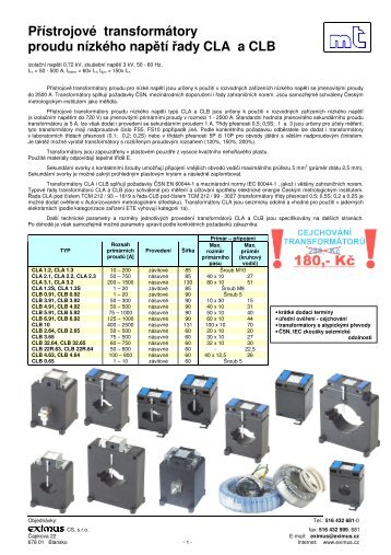 Přístrojové transformátory proudu nízkého ... - EXIMUS CS, s.r.o.