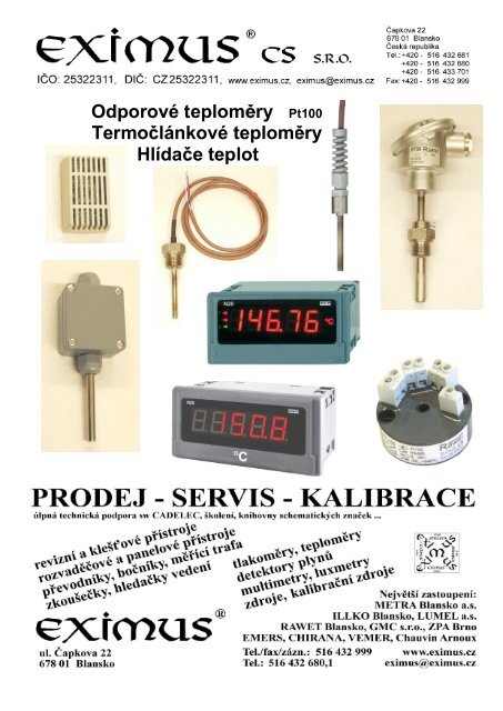 Převodníky teploty a teploměry PT - EXIMUS CS, s.r.o.