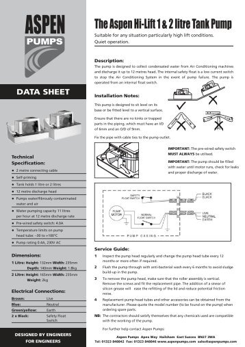 Hi-Lift Pump Data Sheet - Aspen Pumps