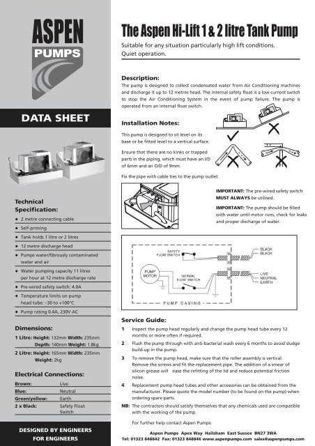 Hi-Lift Pump Data Sheet - Aspen Pumps