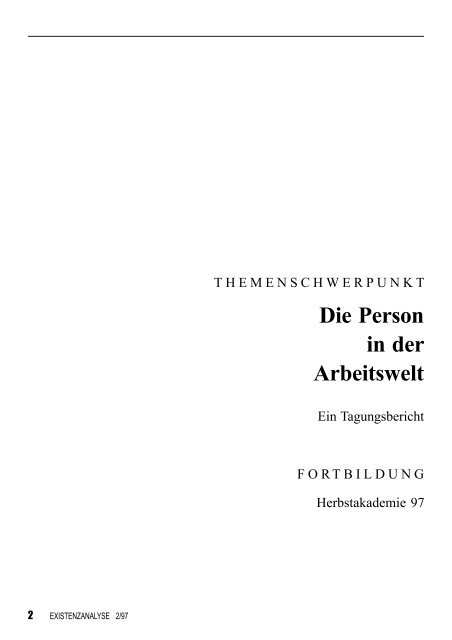 Die Person In Der Arbeitswelt Gle International