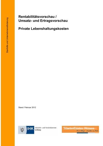 Rentabilitätsvorschau / Umsatz- und Ertragsvorschau Private ...