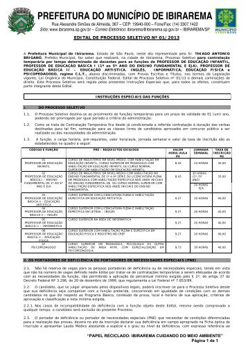 Edital de Processo Seletivo n. 01/2013 - Exitus Concursos