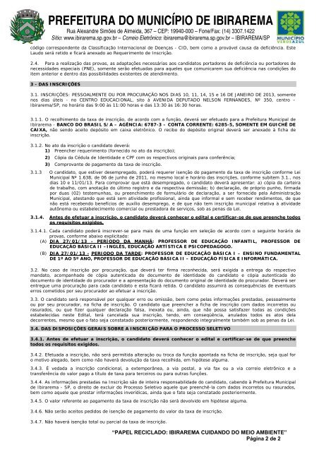 Edital de Processo Seletivo n. 01/2013 - Exitus Concursos