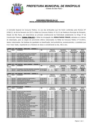 Edital de Resultados Finais e Classificação Final - exitus consultoria ...