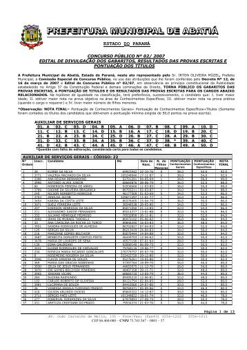 edital de div gabaritos e resultados pe 02 ttulos - exitus consultoria e ...