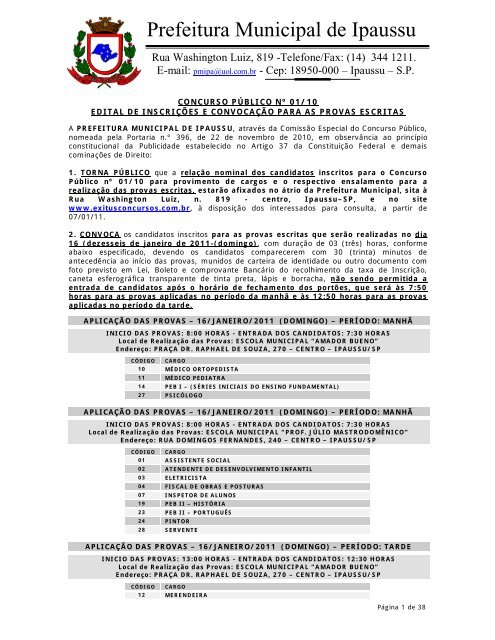 Prefeitura Municipal de Ipaussu - exitus consultoria e concursos