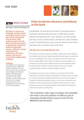 CASE STUDY Primo Accelerates Discovery and Delivery ... - Ex Libris