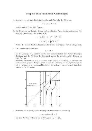 Beispiele zu nichtlinearen Gleichungen