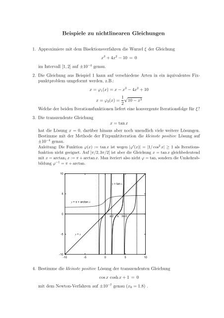 Beispiele zu nichtlinearen Gleichungen