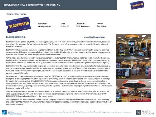 BLOCKBUSTER Video BLOCKBUSTER - EXP Realty Advisors