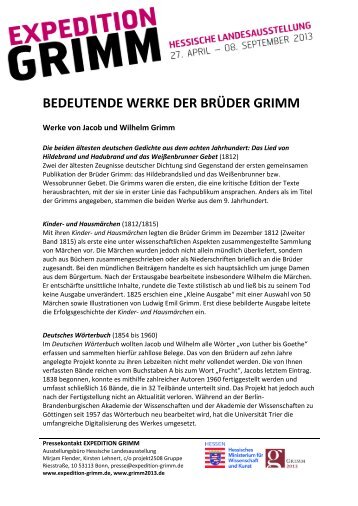 BEDEUTENDE WERKE DER BRÜDER GRIMM - Expedition Grimm